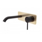 Kaya Wall Basin/Bath Mixer Set, Matte Black, Urban Brass Square Plate, 160mm Outlet